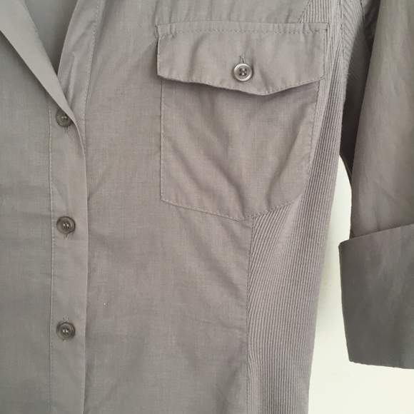 MAJORA 3/4 Sleeve Gray Shirt Button Down Blouse With Pockets Size S - Picture 4 of 9